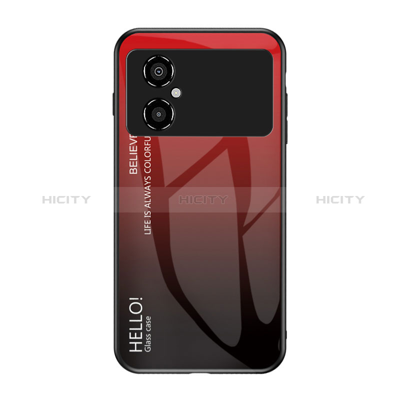 Coque Rebord Contour Silicone et Vitre Miroir Housse Etui Degrade Arc en Ciel LS1 pour Xiaomi Poco M4 5G Rouge Plus