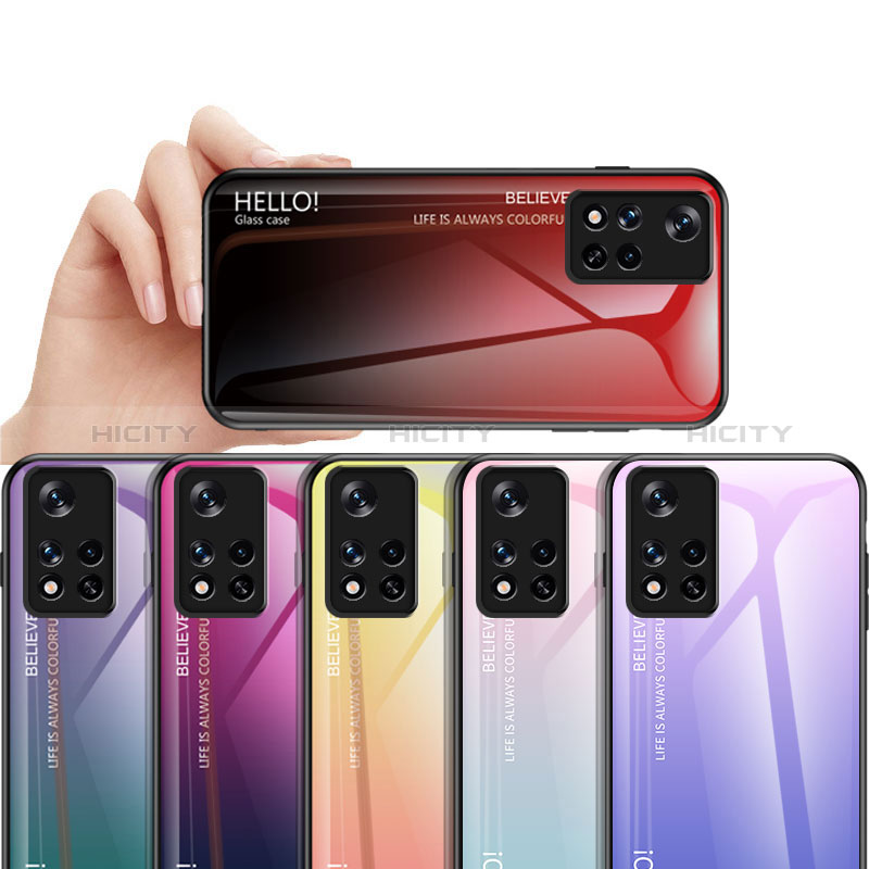 Coque Rebord Contour Silicone et Vitre Miroir Housse Etui Degrade Arc en Ciel LS1 pour Xiaomi Poco M4 Pro 5G Plus