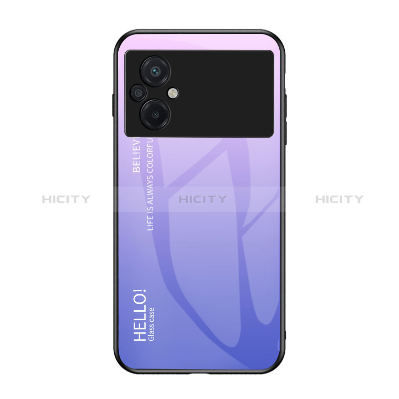 Coque Rebord Contour Silicone et Vitre Miroir Housse Etui Degrade Arc en Ciel LS1 pour Xiaomi Poco M5 4G Violet Clair Plus