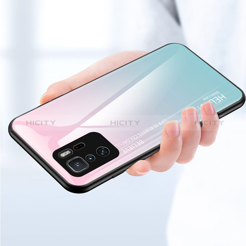 Coque Rebord Contour Silicone et Vitre Miroir Housse Etui Degrade Arc en Ciel LS1 pour Xiaomi Poco X3 GT 5G Plus