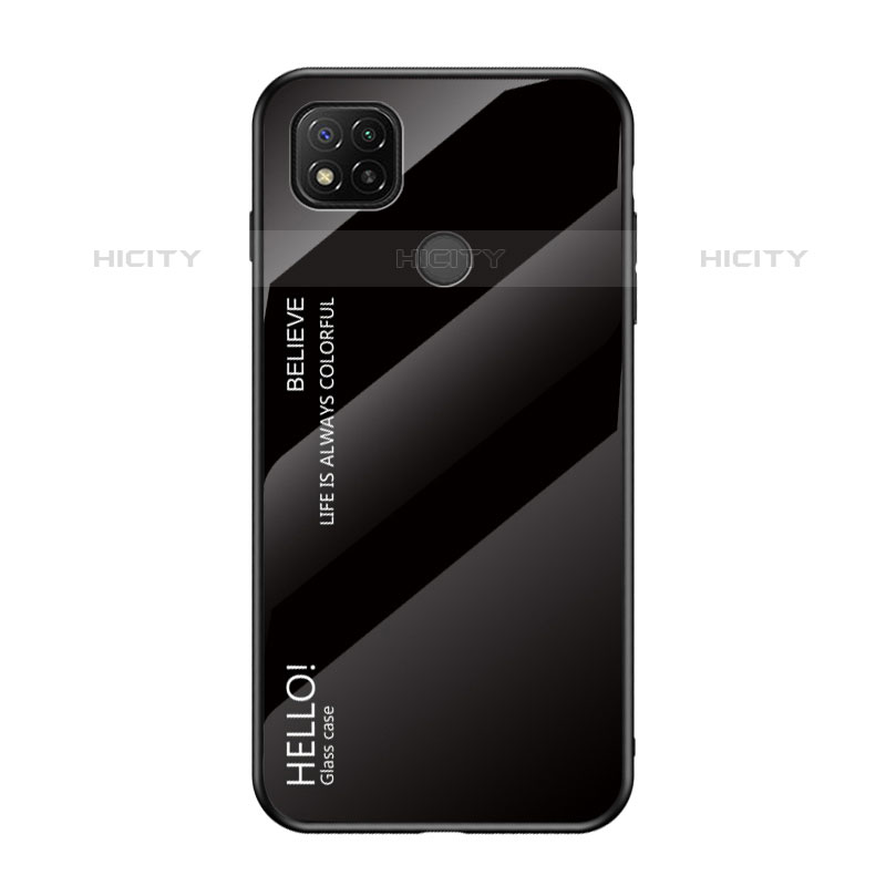 Coque Rebord Contour Silicone et Vitre Miroir Housse Etui Degrade Arc en Ciel LS1 pour Xiaomi Redmi 10A 4G Noir Plus