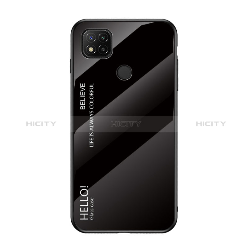 Coque Rebord Contour Silicone et Vitre Miroir Housse Etui Degrade Arc en Ciel LS1 pour Xiaomi Redmi 9 Activ Noir Plus