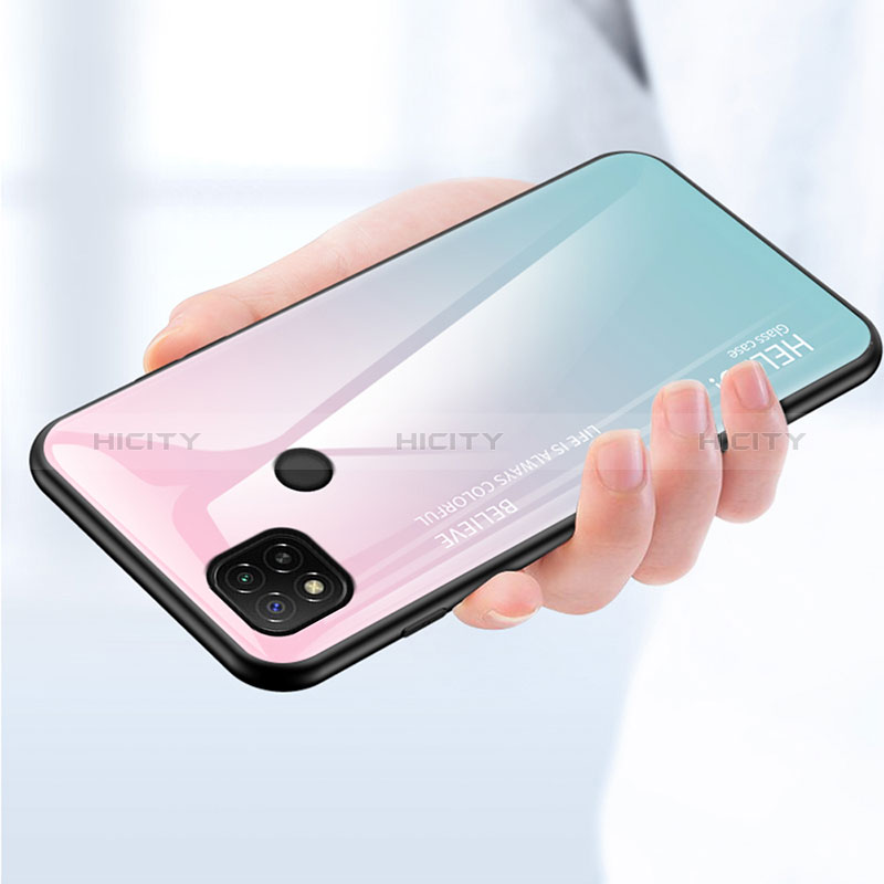 Coque Rebord Contour Silicone et Vitre Miroir Housse Etui Degrade Arc en Ciel LS1 pour Xiaomi Redmi 9 Activ Plus