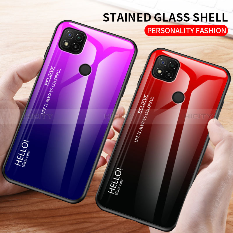 Coque Rebord Contour Silicone et Vitre Miroir Housse Etui Degrade Arc en Ciel LS1 pour Xiaomi Redmi 9 Activ Plus