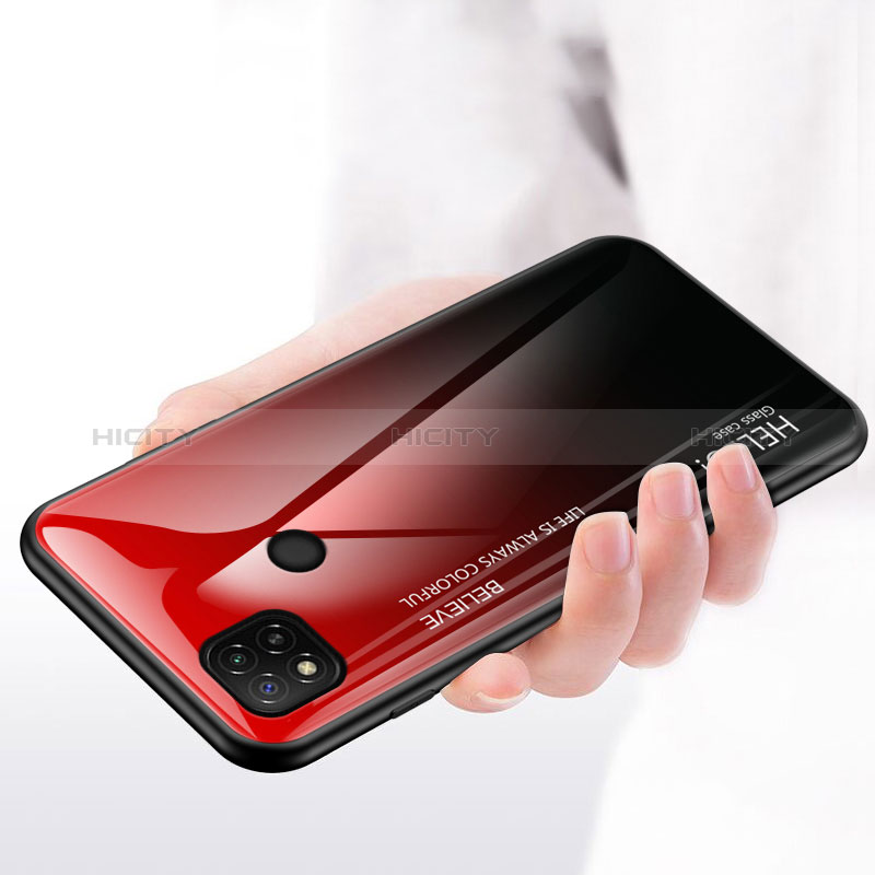 Coque Rebord Contour Silicone et Vitre Miroir Housse Etui Degrade Arc en Ciel LS1 pour Xiaomi Redmi 9 India Plus