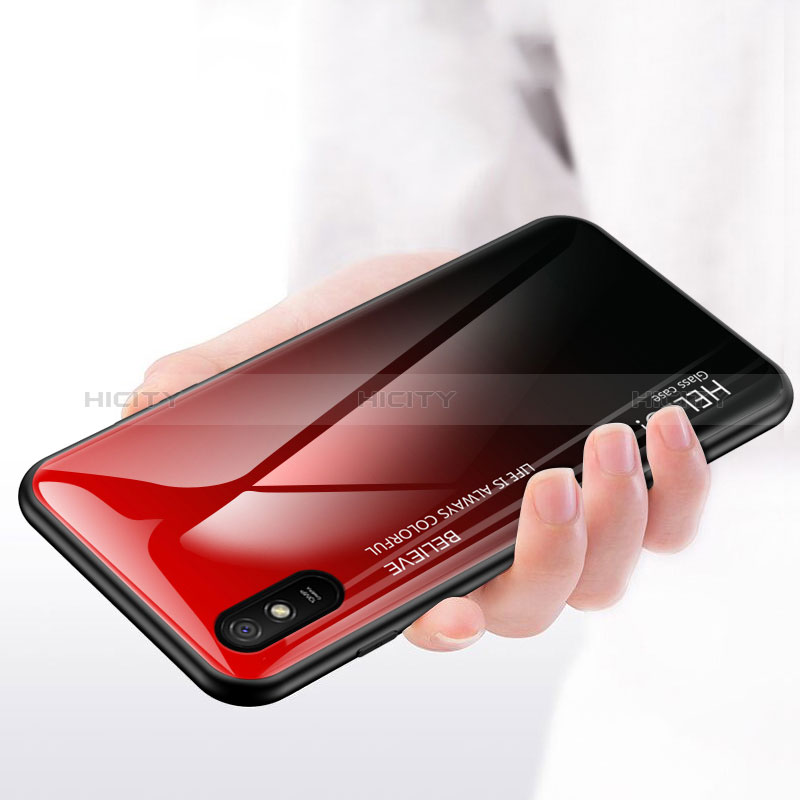 Coque Rebord Contour Silicone et Vitre Miroir Housse Etui Degrade Arc en Ciel LS1 pour Xiaomi Redmi 9A Plus