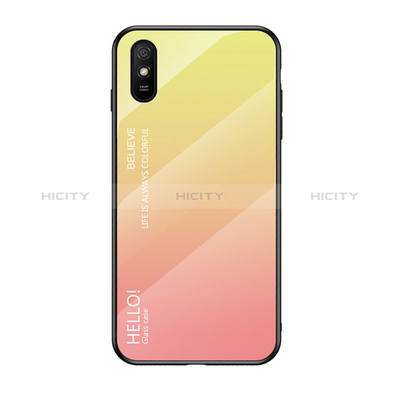 Coque Rebord Contour Silicone et Vitre Miroir Housse Etui Degrade Arc en Ciel LS1 pour Xiaomi Redmi 9A Plus