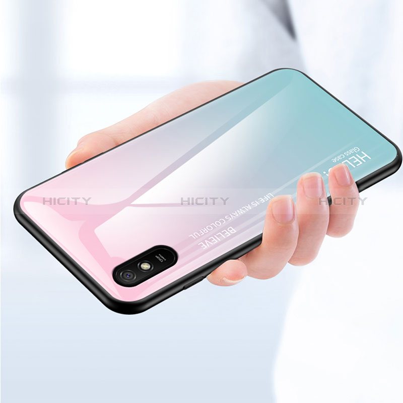 Coque Rebord Contour Silicone et Vitre Miroir Housse Etui Degrade Arc en Ciel LS1 pour Xiaomi Redmi 9AT Plus