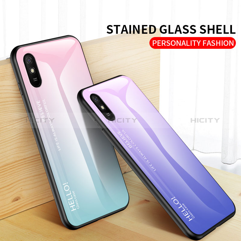 Coque Rebord Contour Silicone et Vitre Miroir Housse Etui Degrade Arc en Ciel LS1 pour Xiaomi Redmi 9AT Plus