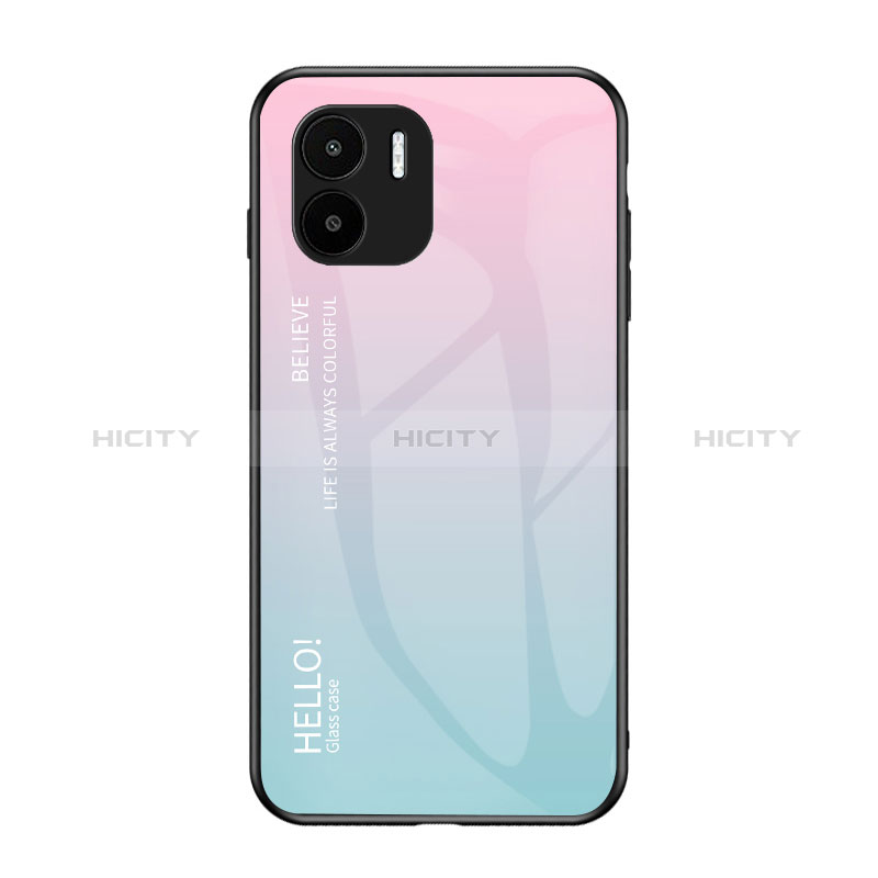 Coque Rebord Contour Silicone et Vitre Miroir Housse Etui Degrade Arc en Ciel LS1 pour Xiaomi Redmi A2 Cyan Plus