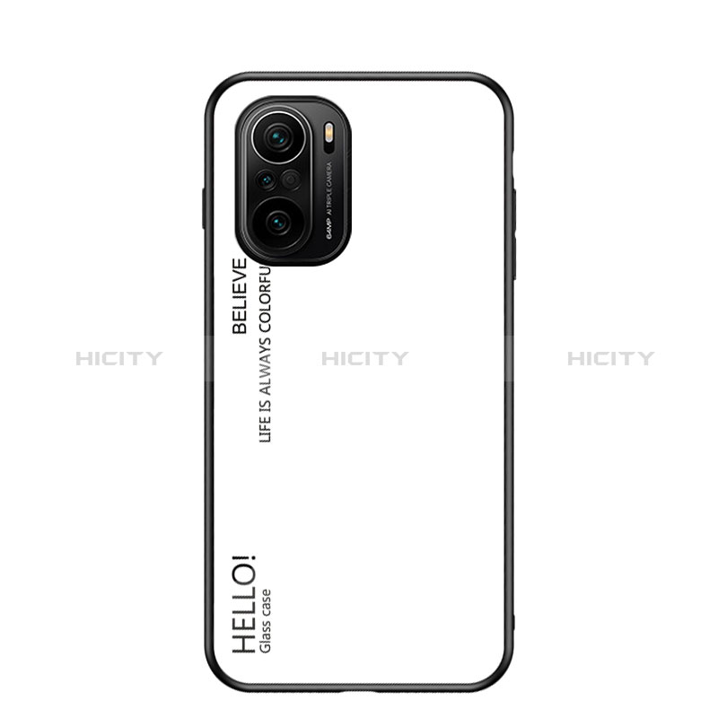 Coque Rebord Contour Silicone et Vitre Miroir Housse Etui Degrade Arc en Ciel LS1 pour Xiaomi Redmi K40 Pro 5G Blanc Plus