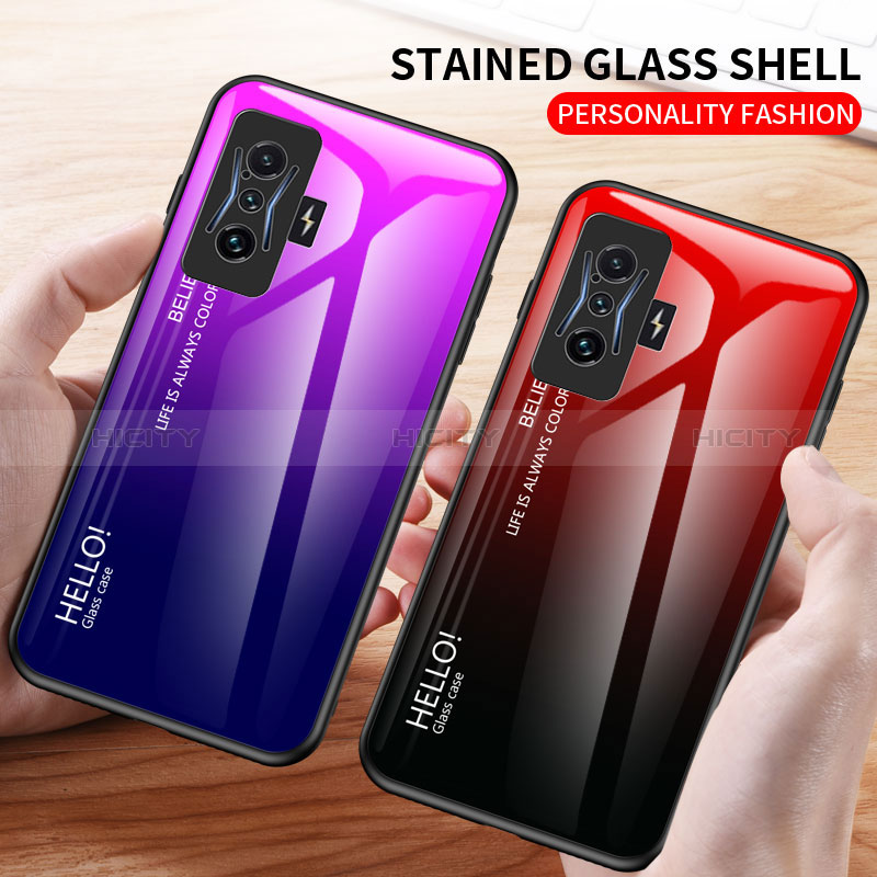 Coque Rebord Contour Silicone et Vitre Miroir Housse Etui Degrade Arc en Ciel LS1 pour Xiaomi Redmi K50 Gaming AMG F1 5G Plus