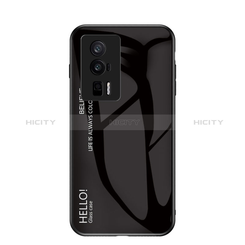 Coque Rebord Contour Silicone et Vitre Miroir Housse Etui Degrade Arc en Ciel LS1 pour Xiaomi Redmi K60 Pro 5G Noir Plus