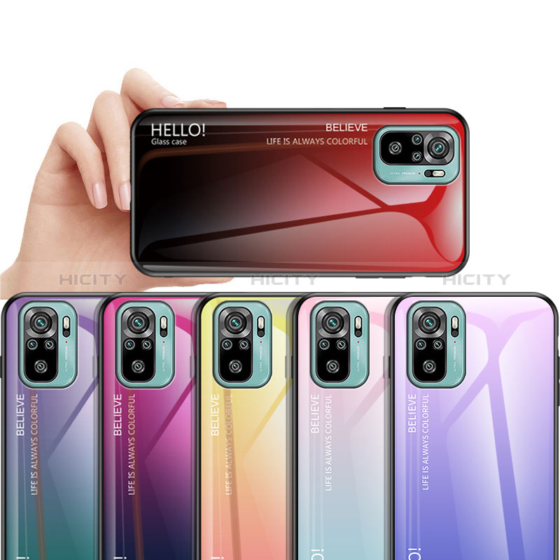 Coque Rebord Contour Silicone et Vitre Miroir Housse Etui Degrade Arc en Ciel LS1 pour Xiaomi Redmi Note 10 4G Plus