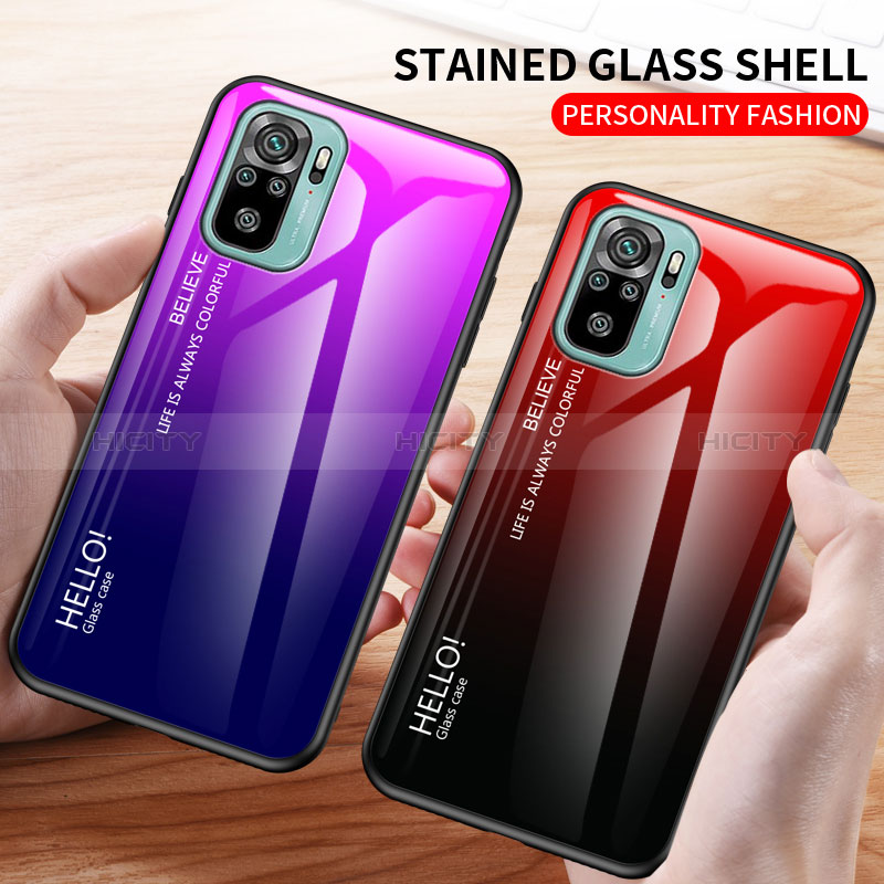 Coque Rebord Contour Silicone et Vitre Miroir Housse Etui Degrade Arc en Ciel LS1 pour Xiaomi Redmi Note 10 4G Plus