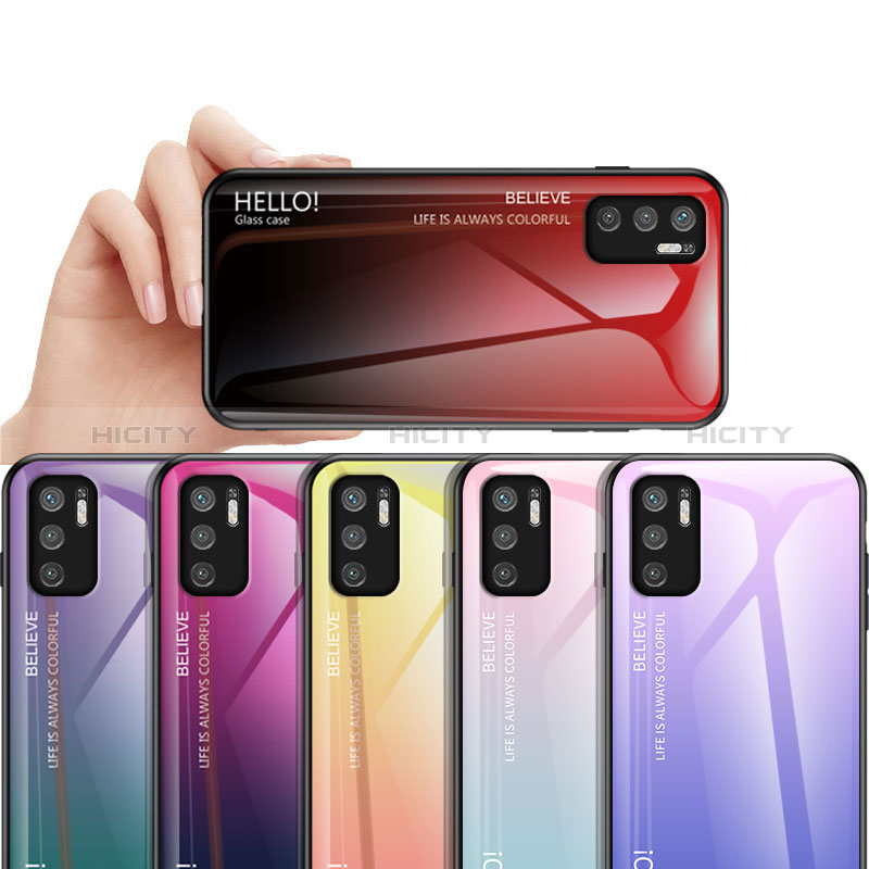 Coque Rebord Contour Silicone et Vitre Miroir Housse Etui Degrade Arc en Ciel LS1 pour Xiaomi Redmi Note 10 5G Plus