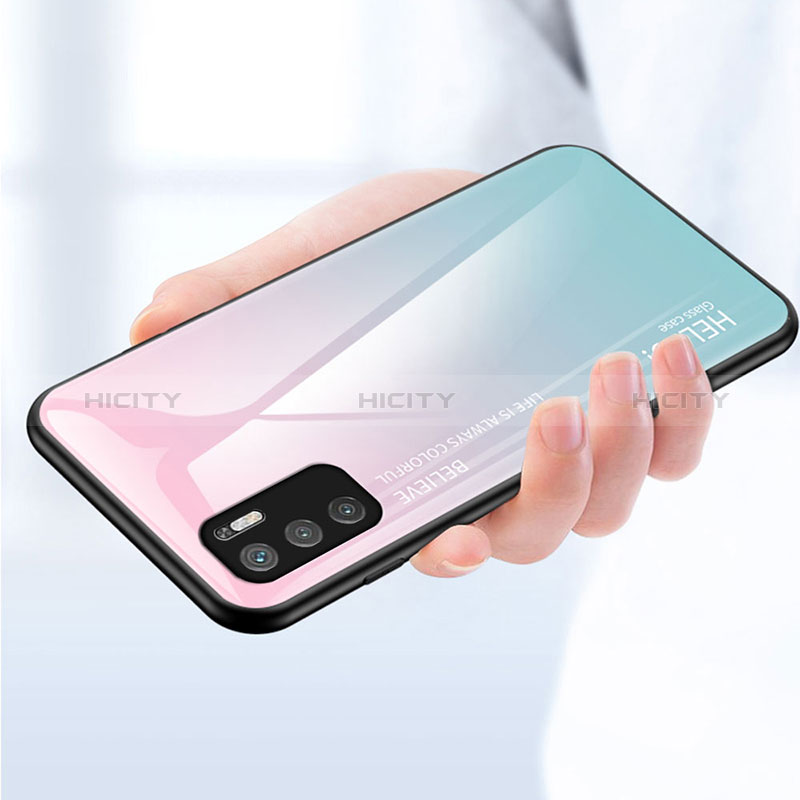 Coque Rebord Contour Silicone et Vitre Miroir Housse Etui Degrade Arc en Ciel LS1 pour Xiaomi Redmi Note 10 5G Plus