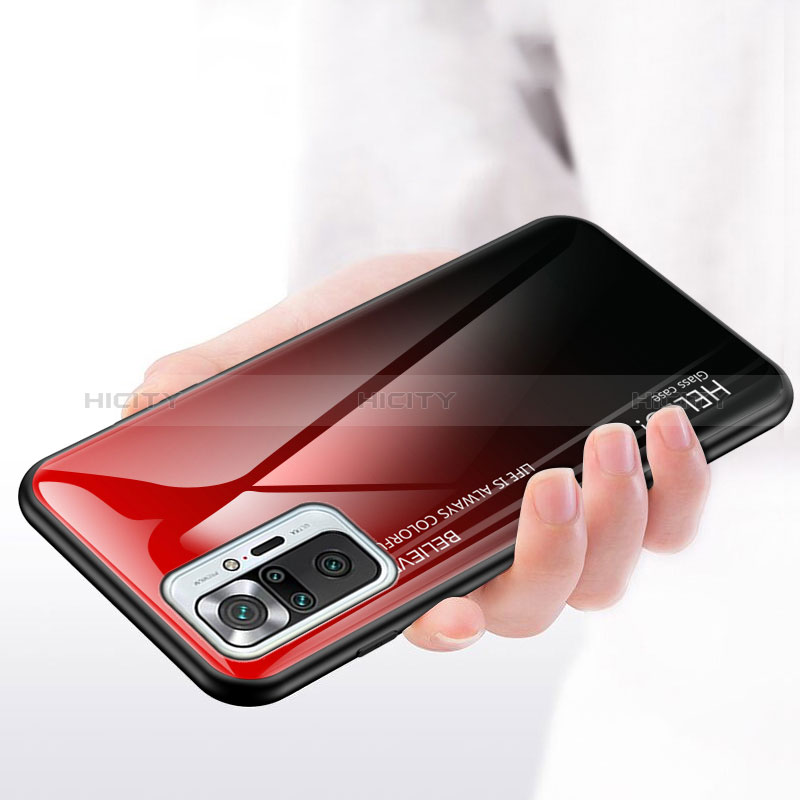 Coque Rebord Contour Silicone et Vitre Miroir Housse Etui Degrade Arc en Ciel LS1 pour Xiaomi Redmi Note 10 Pro Max Plus