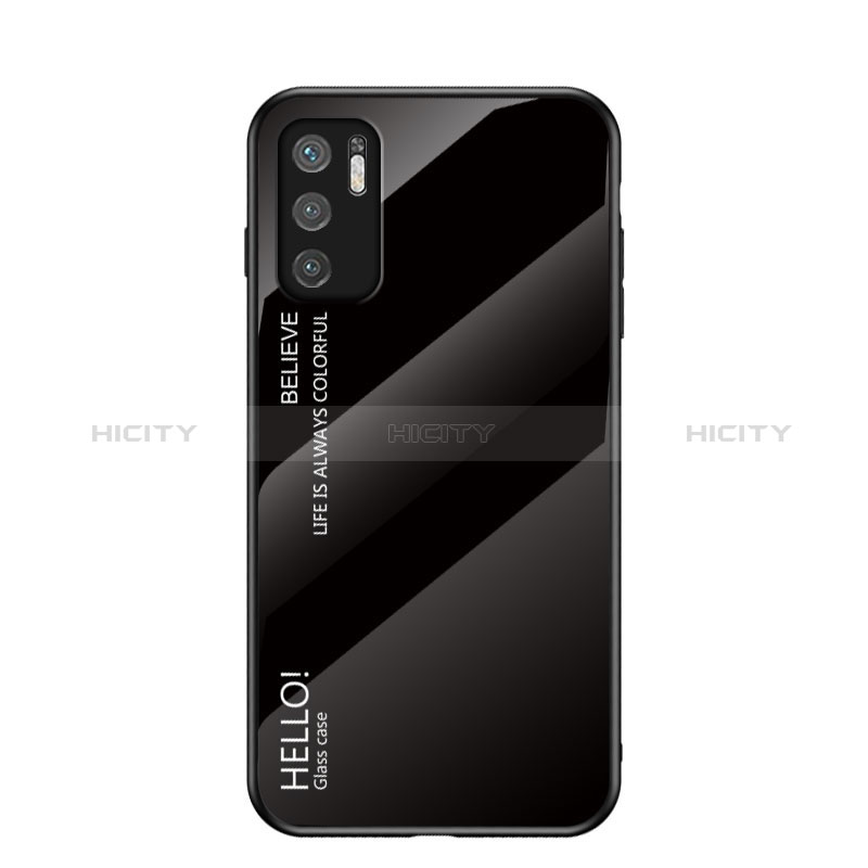 Coque Rebord Contour Silicone et Vitre Miroir Housse Etui Degrade Arc en Ciel LS1 pour Xiaomi Redmi Note 10T 5G Noir Plus