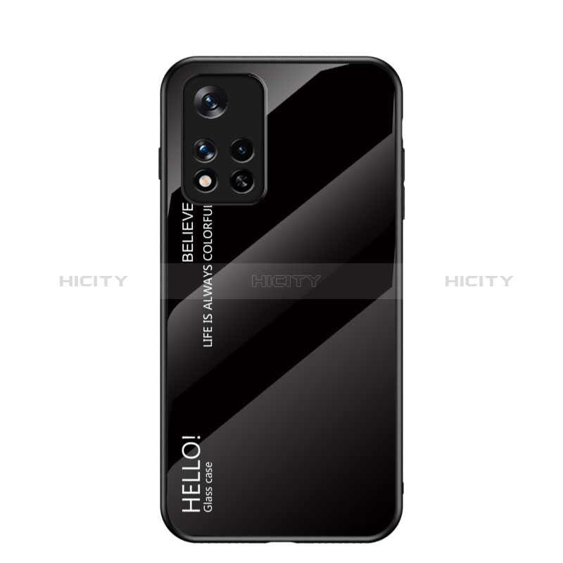 Coque Rebord Contour Silicone et Vitre Miroir Housse Etui Degrade Arc en Ciel LS1 pour Xiaomi Redmi Note 11 5G Noir Plus