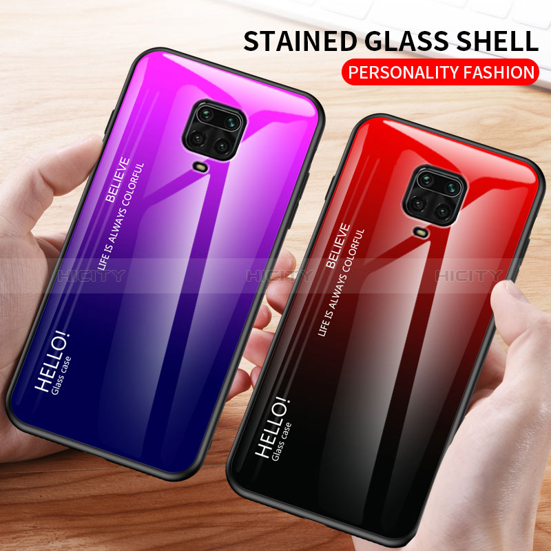 Coque Rebord Contour Silicone et Vitre Miroir Housse Etui Degrade Arc en Ciel LS1 pour Xiaomi Redmi Note 9 Pro Max Plus