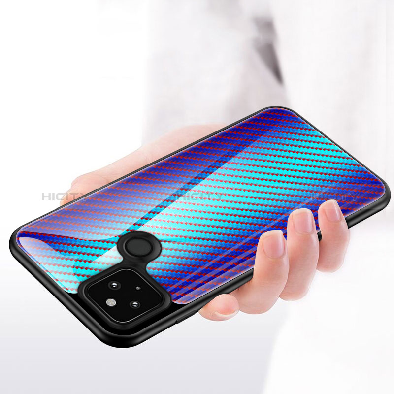 Coque Rebord Contour Silicone et Vitre Miroir Housse Etui Degrade Arc en Ciel LS2 pour Google Pixel 4a 5G Plus