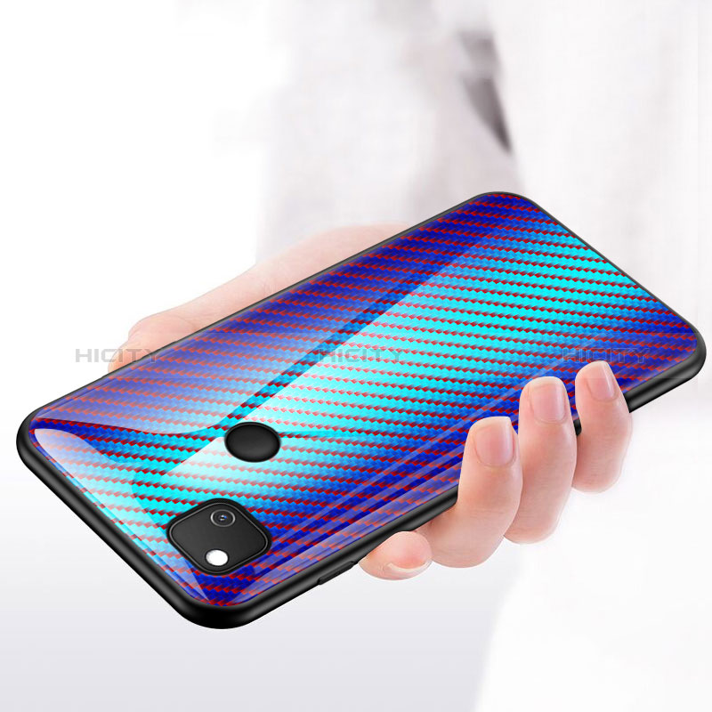 Coque Rebord Contour Silicone et Vitre Miroir Housse Etui Degrade Arc en Ciel LS2 pour Google Pixel 4a Plus