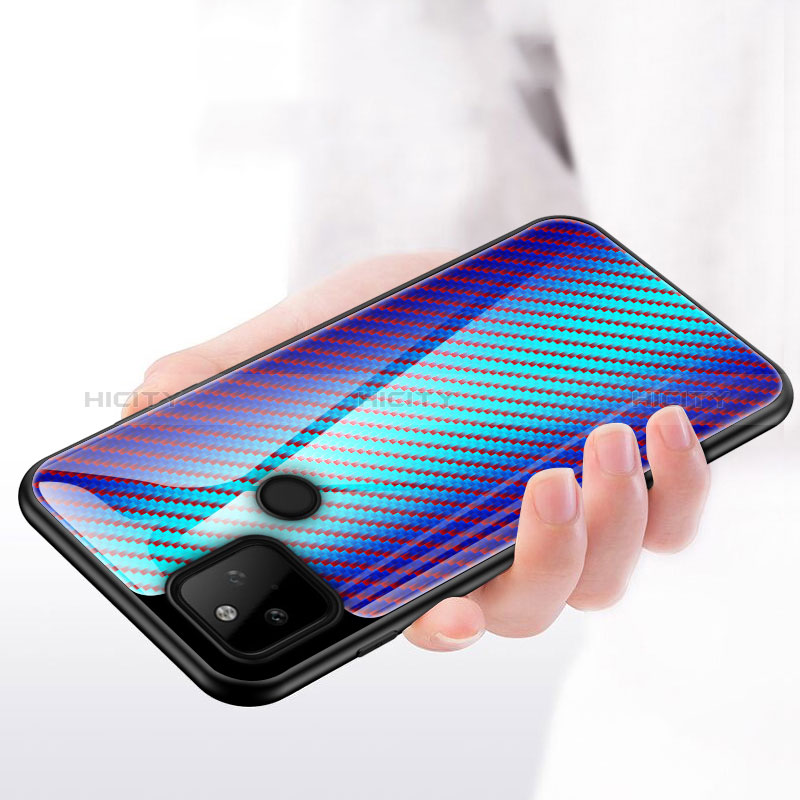 Coque Rebord Contour Silicone et Vitre Miroir Housse Etui Degrade Arc en Ciel LS2 pour Google Pixel 5a 5G Plus