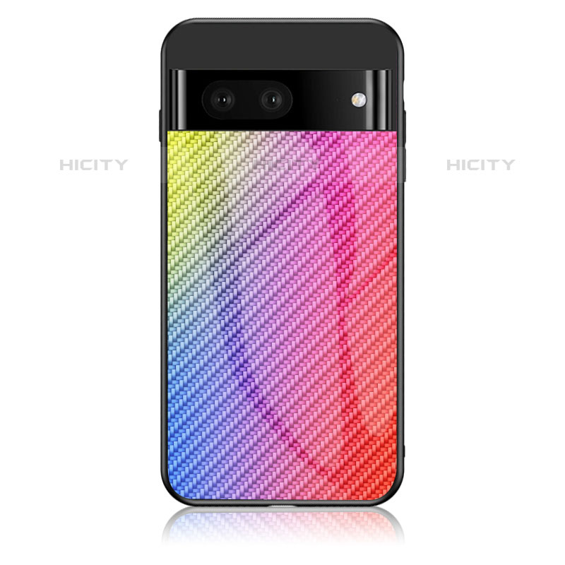 Coque Rebord Contour Silicone et Vitre Miroir Housse Etui Degrade Arc en Ciel LS2 pour Google Pixel 7 5G Plus