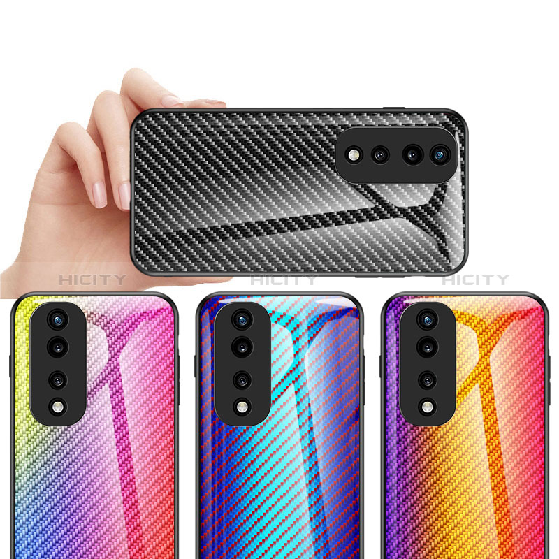 Coque Rebord Contour Silicone et Vitre Miroir Housse Etui Degrade Arc en Ciel LS2 pour Huawei Honor 70 Pro+ Plus 5G Plus