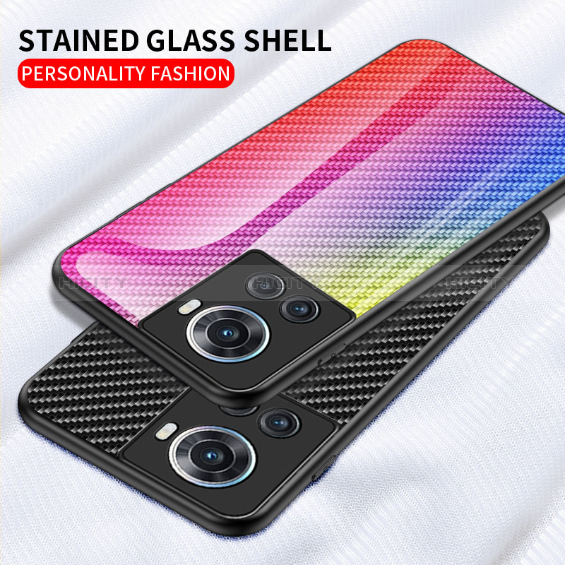 Coque Rebord Contour Silicone et Vitre Miroir Housse Etui Degrade Arc en Ciel LS2 pour OnePlus Ace 5G Plus