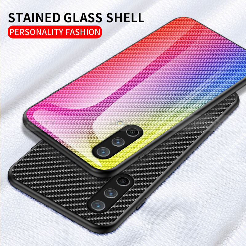 Coque Rebord Contour Silicone et Vitre Miroir Housse Etui Degrade Arc en Ciel LS2 pour OnePlus Nord CE 5G Plus