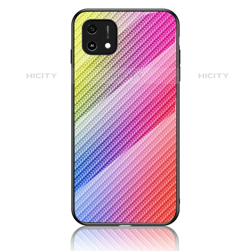 Coque Rebord Contour Silicone et Vitre Miroir Housse Etui Degrade Arc en Ciel LS2 pour Oppo A16e Plus