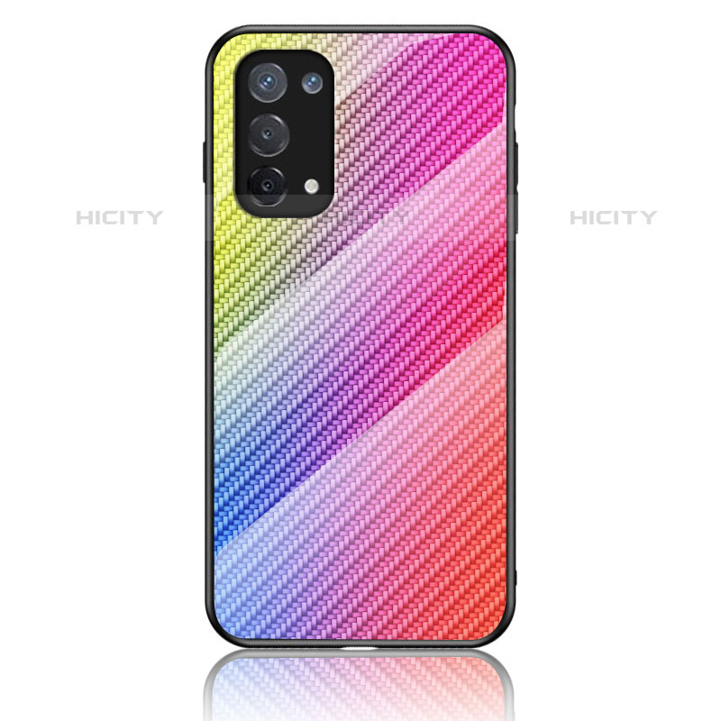 Coque Rebord Contour Silicone et Vitre Miroir Housse Etui Degrade Arc en Ciel LS2 pour Oppo A74 4G Plus