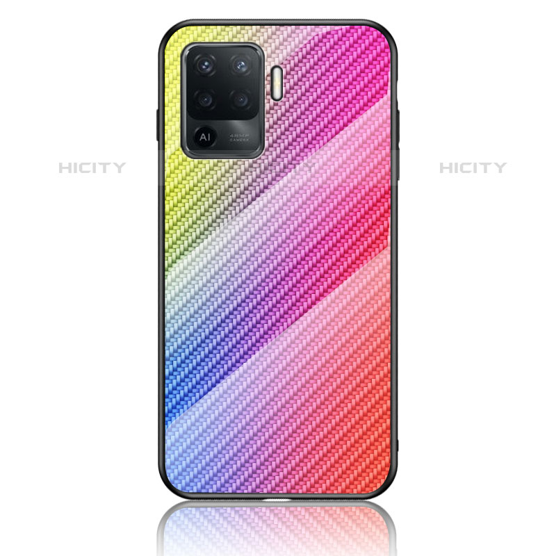 Coque Rebord Contour Silicone et Vitre Miroir Housse Etui Degrade Arc en Ciel LS2 pour Oppo A94 4G Plus