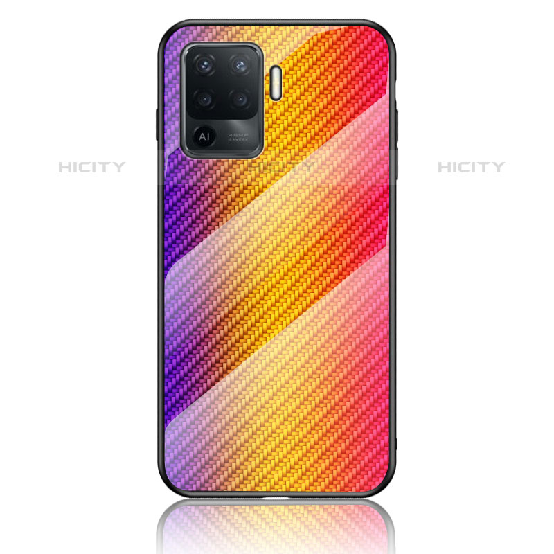 Coque Rebord Contour Silicone et Vitre Miroir Housse Etui Degrade Arc en Ciel LS2 pour Oppo F19 Pro Orange Plus