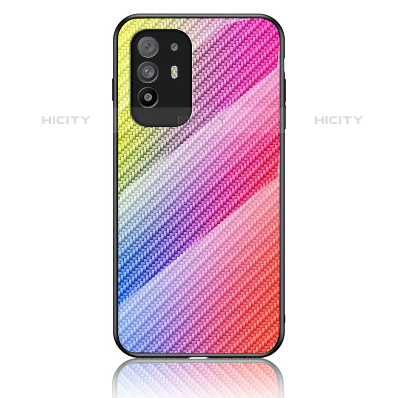 Coque Rebord Contour Silicone et Vitre Miroir Housse Etui Degrade Arc en Ciel LS2 pour Oppo F19 Pro+ Plus 5G Plus