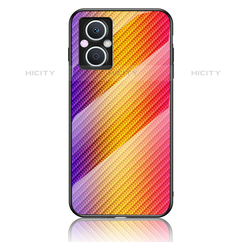 Coque Rebord Contour Silicone et Vitre Miroir Housse Etui Degrade Arc en Ciel LS2 pour Oppo F21 Pro 5G Plus