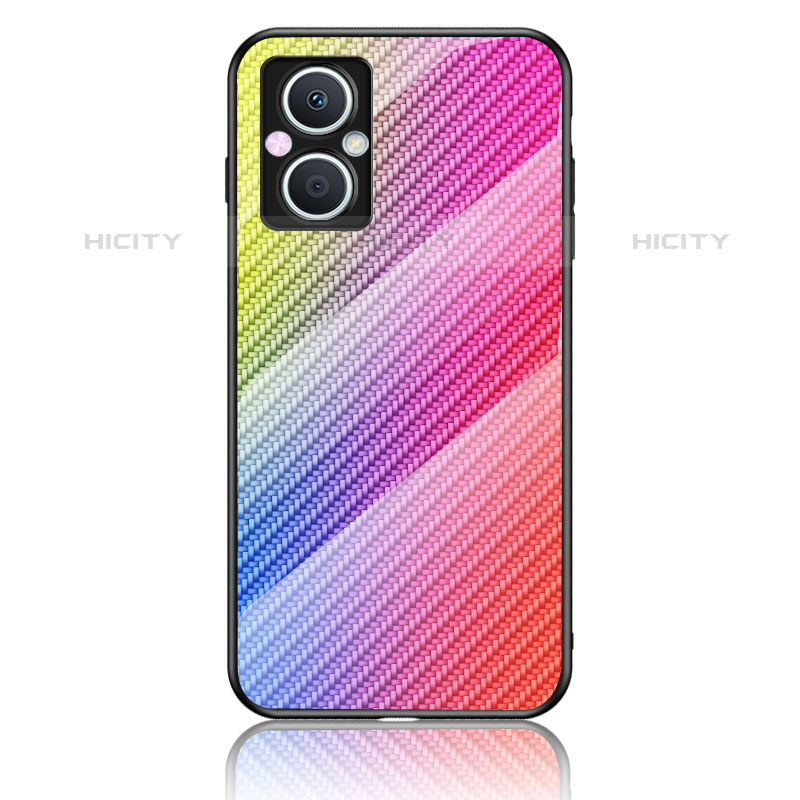 Coque Rebord Contour Silicone et Vitre Miroir Housse Etui Degrade Arc en Ciel LS2 pour Oppo F21s Pro 5G Plus