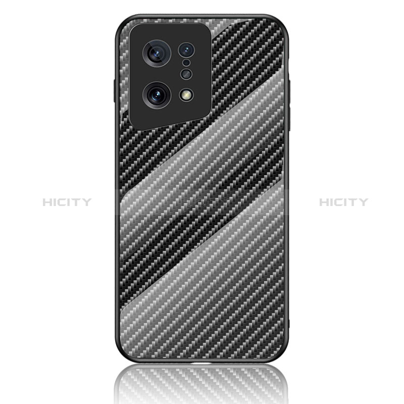 Coque Rebord Contour Silicone et Vitre Miroir Housse Etui Degrade Arc en Ciel LS2 pour Oppo Find X5 5G Noir Plus