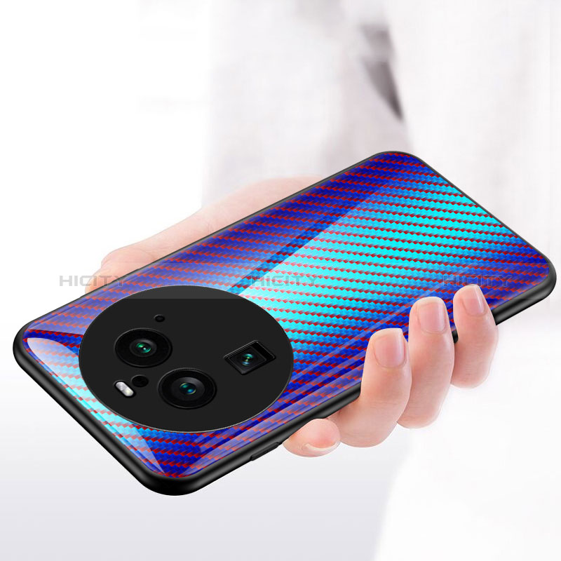 Coque Rebord Contour Silicone et Vitre Miroir Housse Etui Degrade Arc en Ciel LS2 pour Oppo Find X6 Pro 5G Plus