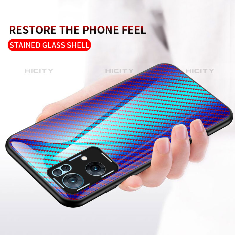 Coque Rebord Contour Silicone et Vitre Miroir Housse Etui Degrade Arc en Ciel LS2 pour Oppo Reno7 Pro 5G Plus