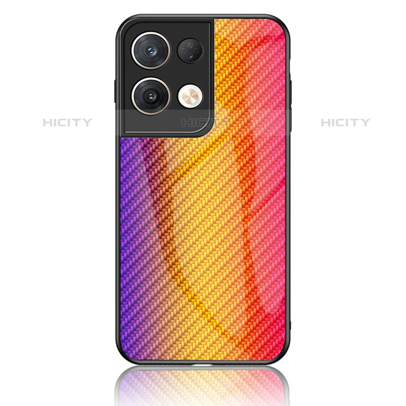 Coque Rebord Contour Silicone et Vitre Miroir Housse Etui Degrade Arc en Ciel LS2 pour Oppo Reno8 Pro 5G Orange Plus