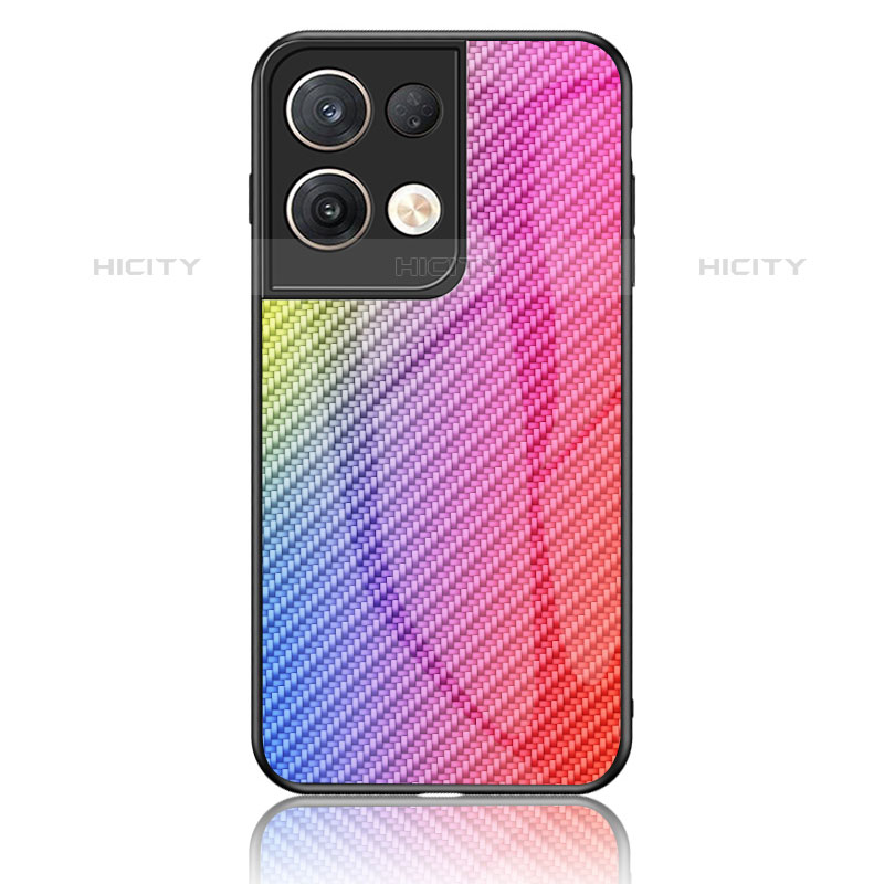 Coque Rebord Contour Silicone et Vitre Miroir Housse Etui Degrade Arc en Ciel LS2 pour Oppo Reno8 Pro+ Plus 5G Plus