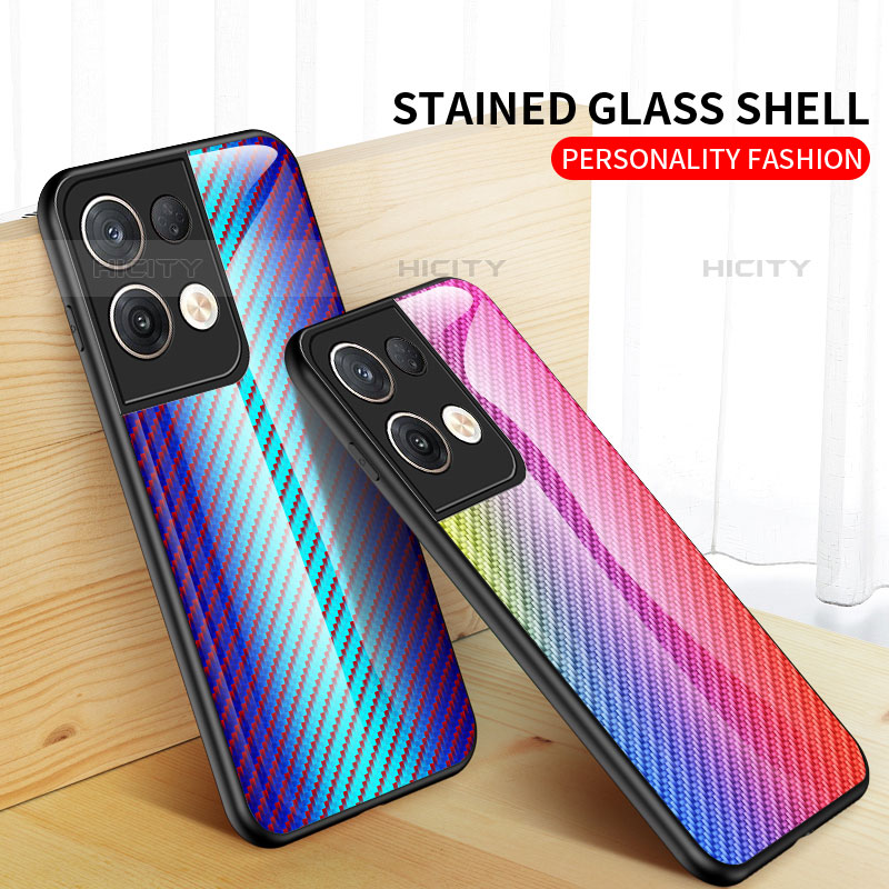 Coque Rebord Contour Silicone et Vitre Miroir Housse Etui Degrade Arc en Ciel LS2 pour Oppo Reno8 Pro+ Plus 5G Plus