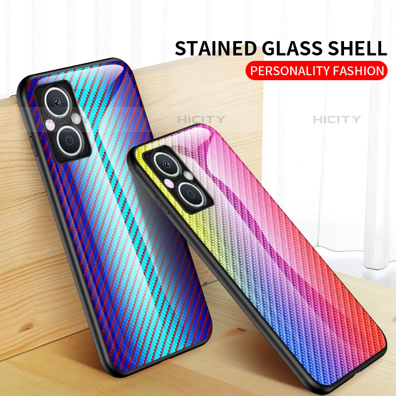 Coque Rebord Contour Silicone et Vitre Miroir Housse Etui Degrade Arc en Ciel LS2 pour Oppo Reno8 Z 5G Plus