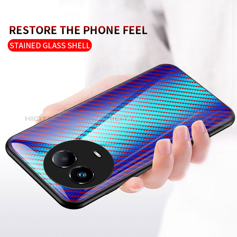 Coque Rebord Contour Silicone et Vitre Miroir Housse Etui Degrade Arc en Ciel LS2 pour Realme V50 5G Plus