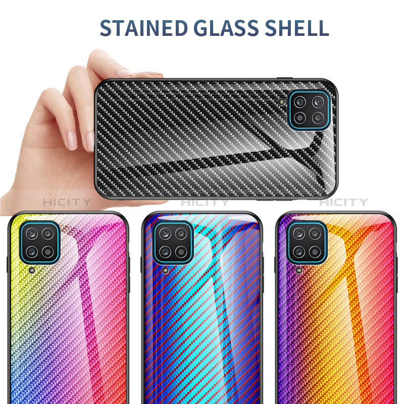 Coque Rebord Contour Silicone et Vitre Miroir Housse Etui Degrade Arc en Ciel LS2 pour Samsung Galaxy A12 Nacho Plus