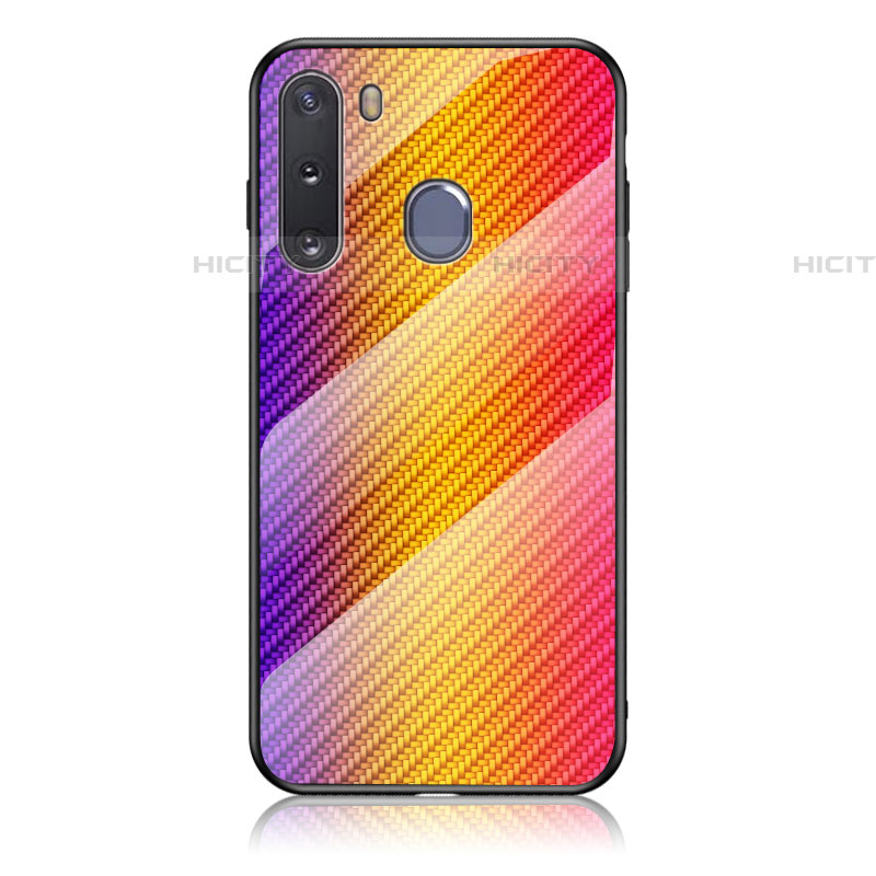 Coque Rebord Contour Silicone et Vitre Miroir Housse Etui Degrade Arc en Ciel LS2 pour Samsung Galaxy A21 European Plus