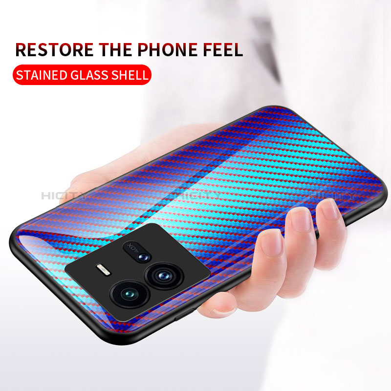 Coque Rebord Contour Silicone et Vitre Miroir Housse Etui Degrade Arc en Ciel LS2 pour Vivo iQOO 10 Pro 5G Plus